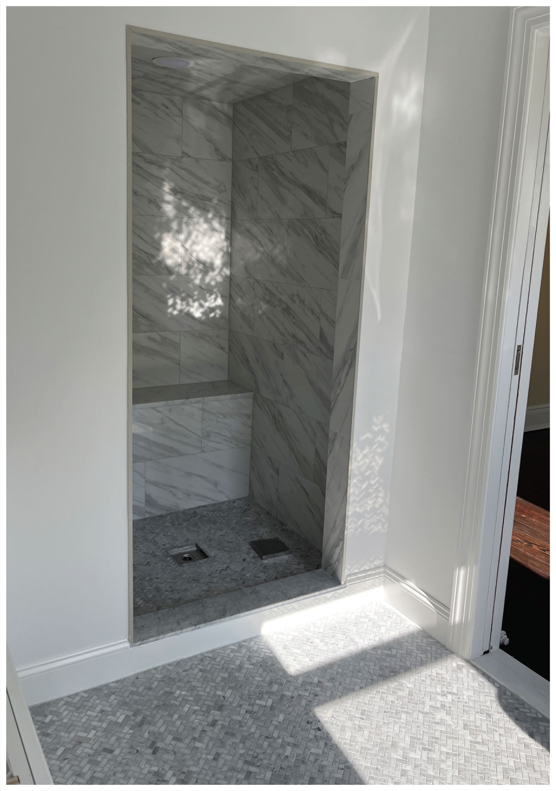 Renovated bathroom in White Plains.