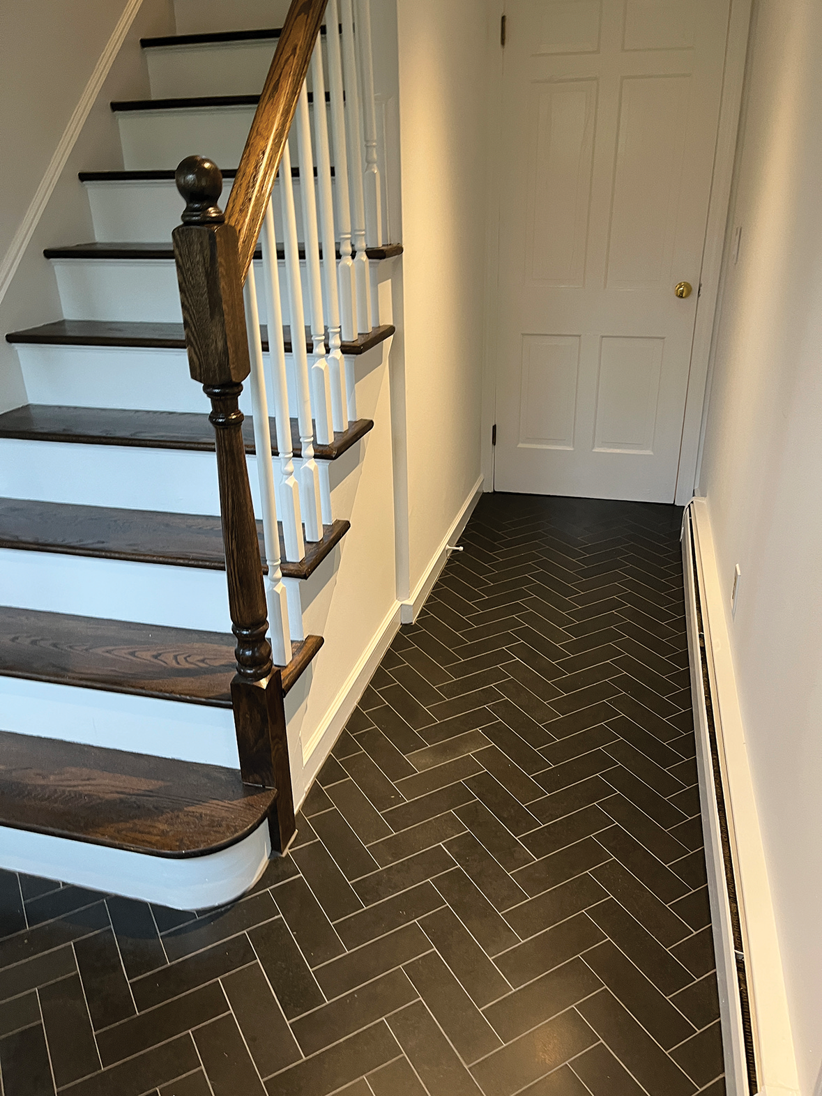 Hallway, floor, and handrail in Wilton, CT.